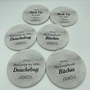 ☘️5 for $40☘️ Set of 6 Funny 4" Stone Coasters with Holder NEW / OPEN BOX